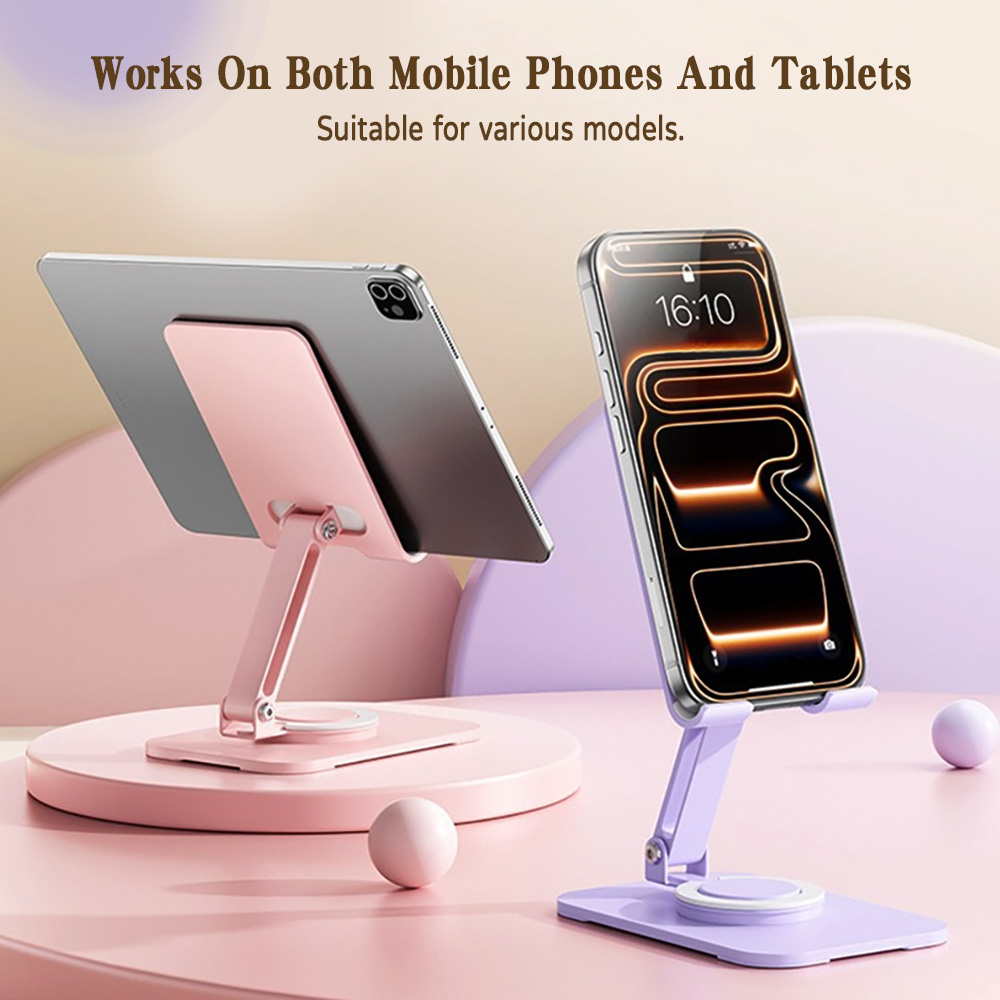 Desk Corner Mat - 360° Drehbarer Metall-Handy- und Tablet-Ständer, Faltbarer